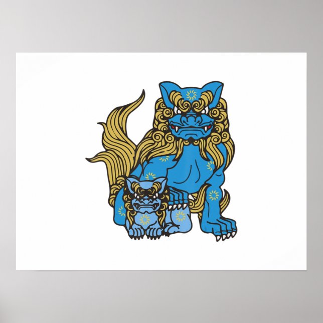 Poster Okinawa Japão Uchinanchu Shisa Dog Ryukyu Island S (Frente)