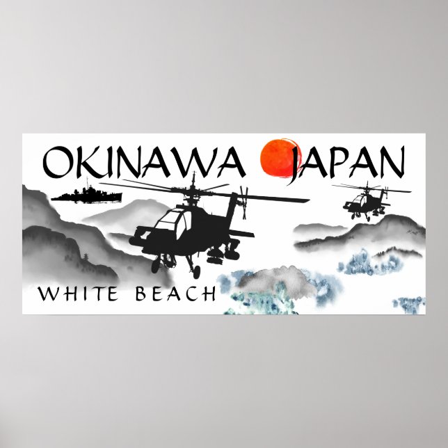 Poster Okinawa, Japão, White Beach Militar (Frente)