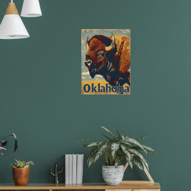 Poster Oklahoma Bison Vintage (Sala de Estar 1)