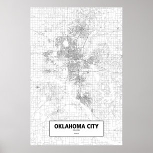 Póster Oklahoma City, Oklahoma (preto no branco)