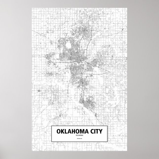 Póster Oklahoma City, Oklahoma (preto no branco) (Frente)