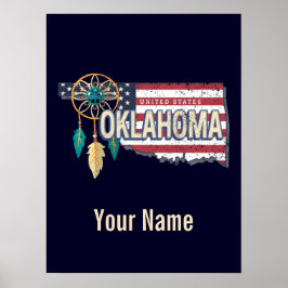 Poster Oklahoma United States Retro Map Vintage EUA