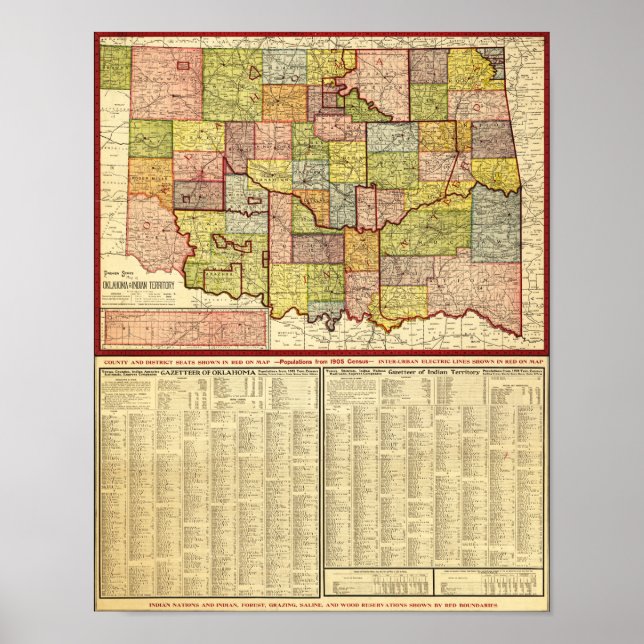 Póster OklahomaPanorâmica MapOklahoma (Frente)