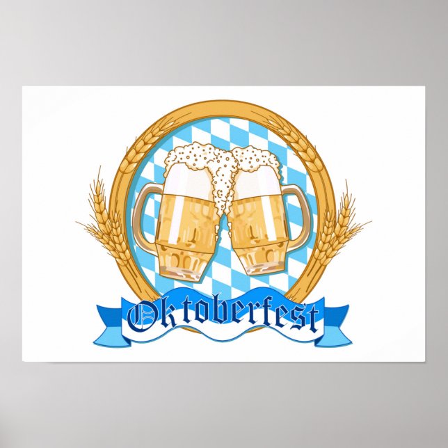 Poster Oktoberfest Label Design com Óculos De Cerveja (Frente)