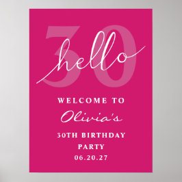 Poster Olá, 30 Bold Typografia, Boas-vindas, Quente Rosa