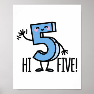 Poster Olá, 5! Alô em Altas Mãos Onda Número 5 Crianças