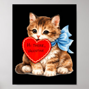 Poster Olá aí, namorados, lindo design de gato gatito amo