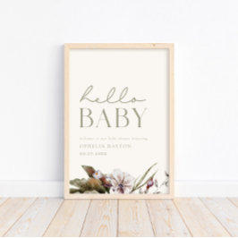 Poster OLÁ BABY | Sage e Ivory minimalistas bem-vindas