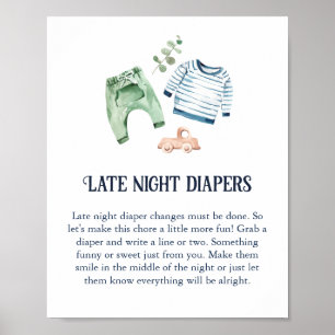 Poster Olá Bebê Menino 'Fralda Noturna'