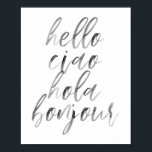 Poster Olá Ciao Hola Bonjour Watercolor Script<br><div class="desc">Olá Ciao Hola Bonjour Watercolor Script</div>