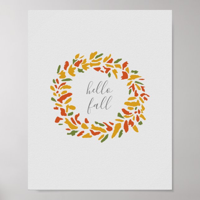 Poster Olá Fall Welcome Wreath Autumn Painting (Frente)