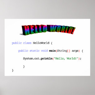 Poster Olá! geek Java de cumprimento do mundo