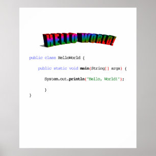 Póster Olá! geek Java de cumprimento do mundo