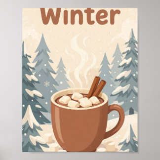 Poster Olá Inverno — Arte de Caneca de Cacau Quente Aconc