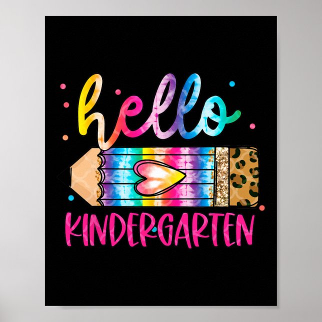 Poster Olá Jardim de Infância Leopardo Tie Dye Lápis Chá  (Frente)