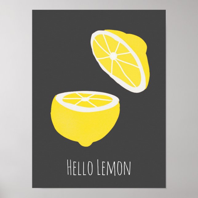 Poster Olá Lemon, fruta amarela moderna (Frente)