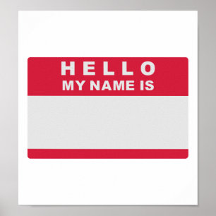 Póster Olá! meu nome é - preencha