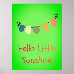 Poster Olá Pequena Arte de Parede de Berçário Sunshine