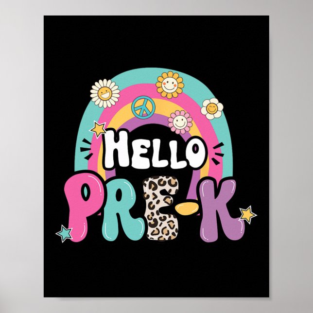 Poster Olá Pré-K De Volta Para Professores Do Primeiro Di (Frente)