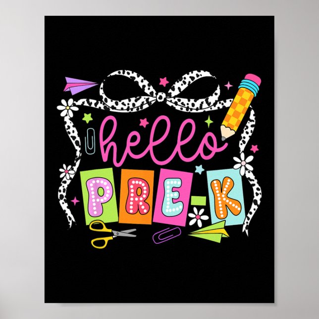 Poster Olá Pré-k Volta às Aulas Professora Menina Coquett (Frente)