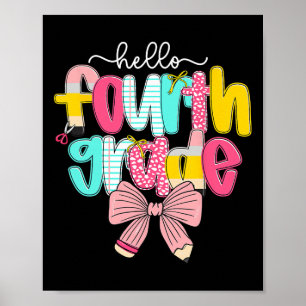 Poster Olá Preppy para Professora do 4º Ano Coquette Bow