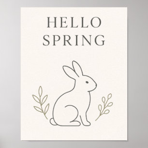 Poster Olá Primavera Arte Minimalista de Coelho em Linhas