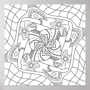 Poster Olá Primavera: Página para Colorir para Adultos