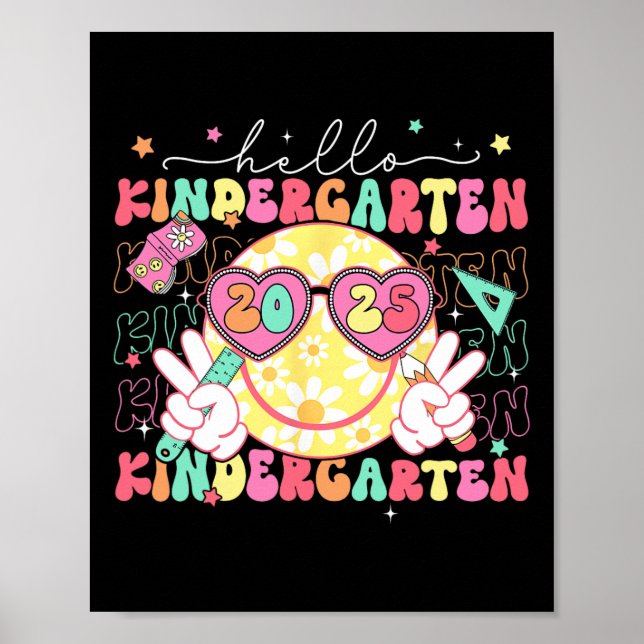 Poster Olá Rosto Sorridente Jardim de Infância Volta às A (Frente)