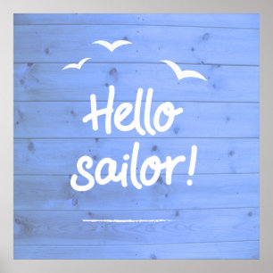 Poster Olá Sailor Fun Barco Beach Art
