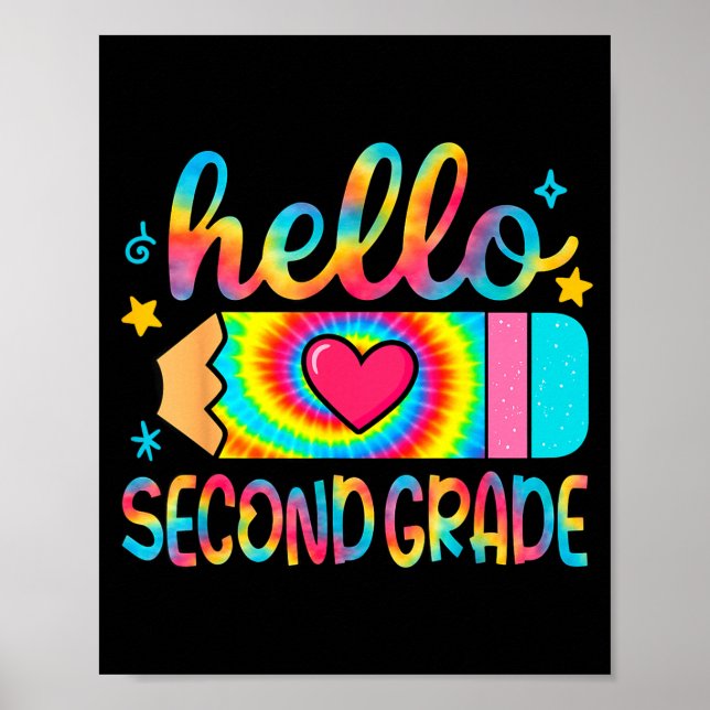 Poster Olá Segundo Ano Lápis Tie Dye Volta às Aulas (Frente)