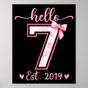 Poster Olá sete est 2019 menina de 7 anos de aniversário 