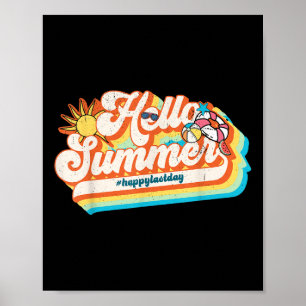 Poster Olá Summer Happy No Último Dia Da Escola, Retro 70