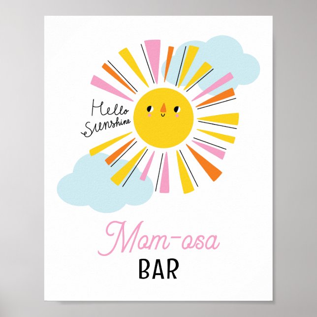 Poster Olá Sunshine Girl Chá de fraldas Mãe-Osa Bar (Frente)