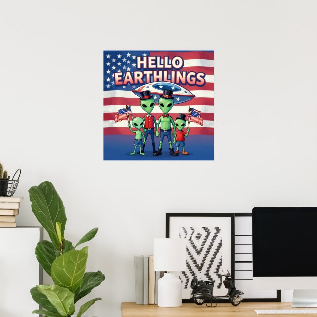Poster Olá terráqueos (Escritório em casa)