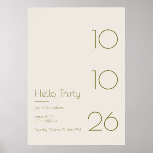Poster Olá Trinta Aniversário Minimalista Moderno 30º