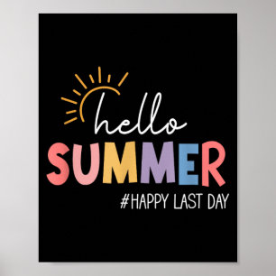 Poster Olá Verão Feliz Último Dia Escola Férias de Verão