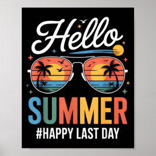 Poster Olá Verão Feliz Último Dia Óculos de Sol Pôr do So