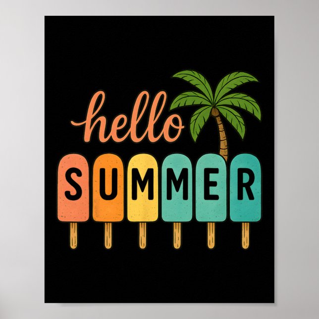 Poster Olá Verão Férias de Praia Sorvete Picolé Gif (Frente)