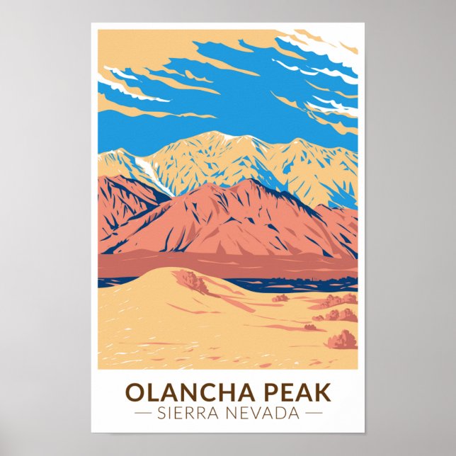 Poster Olancha Peak Sierra Nevada California Vintage (Frente)