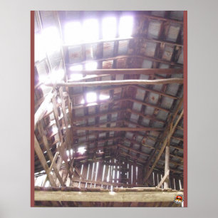 Poster Old Barn interior beams and rafters