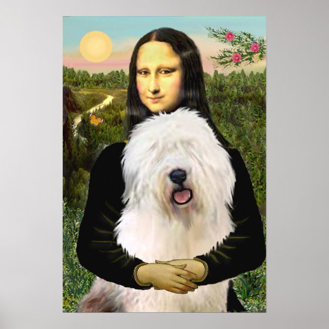 Póster Old English Sheepdog - Mona Lisa (Frente)