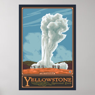 Póster Old Faithful Geyser - Yellowstone Nat Park