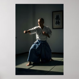 Poster Old Karate Master Performing Kata