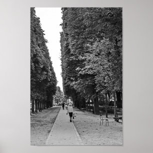 Póster Old lady walking at park in Paris in summer