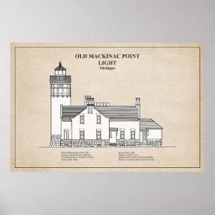 Poster Old Mackinac Point Light - Michigan - SBD
