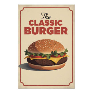Póster Old-School Burger Poster – Retro Food Wall Art