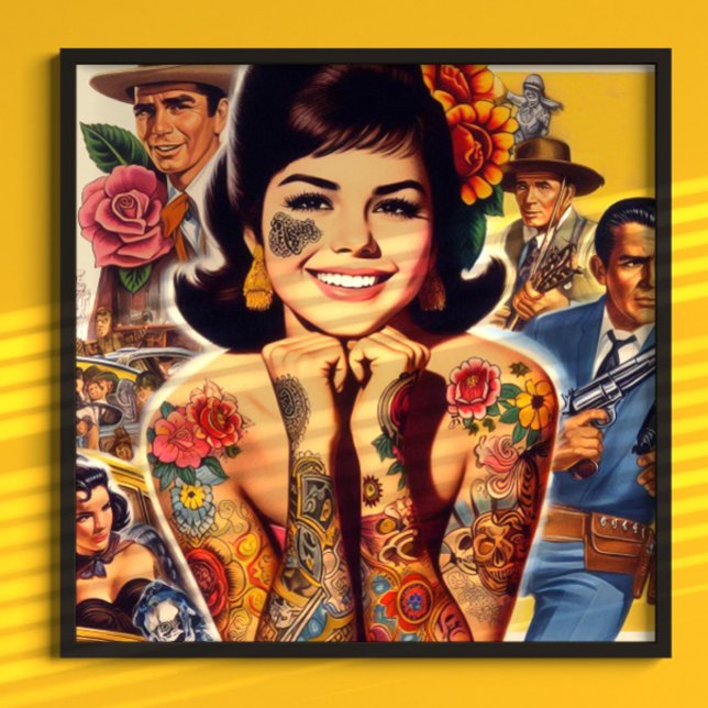 Poster Old School Tattooed Girl (Criador carregado)