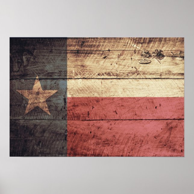 Póster Old Wood Texas Flag (Frente)
