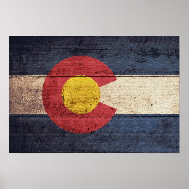 Póster Old Wooden Colorado Flag (Frente)