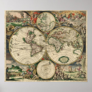 Póster Old world map